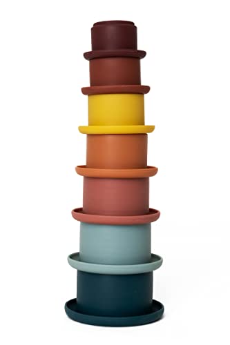 Ambarscience Stacking Cups Set mit 7 stapelbaren Gläsern, aus Silikon, weich und formbar, für Kinder von 10 m + von Ambarscience