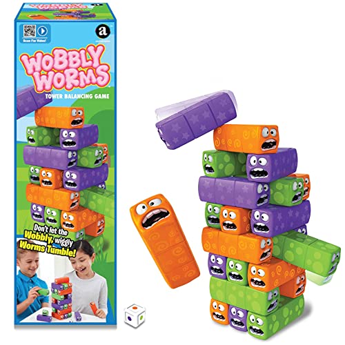 Ambassador Merchant Wobbly Worms - Tower Balancing Game – Balancierspiel für Kinder – lustige Wurmblöcke – für Geschick und Koordination - Spielzeug für Kinder ab 3 Jahren von Ambassador