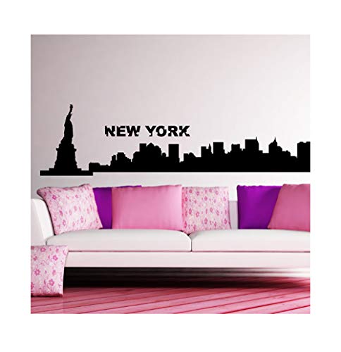 Ambiance Sticker, selbstklebend, Wanddekoration – Heimdekoration Skyline Skyline Silhouette Wandaufkleber für Haus Schlafzimmer Kopfteil – Schwarz, H 40 x B 160 cm von Ambiance Sticker