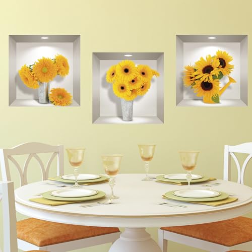 3D-Aufkleber | Wandaufkleber selbstklebend 3D-Effekt Blumen Sonnenblumen – Wandaufkleber Schlafzimmer – 3D-Wandaufkleber – Wohnzimmer – Wandaufkleber Trompe l'oeil | 40 x 120 cm 3D-Aufkleber | Wandaufkleber selbstklebend 3D-Effekt Blumen Sonnenblumen – Wandaufkleber Schlafzimmer – 3D-Wandaufkleber – Wohnzimmer – Wandaufkleber Trompe l'oeil | 40 x 120 cm von Ambiance Sticker