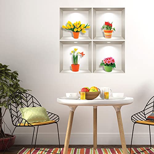 3D Selbstklebend Die schönsten Blumen der Prärie für Wohnzimmer | Trompe l'oeil Aufkleber für Erwachsene Schlafzimmer | Wandaufkleber 80x80cm von Ambiance Sticker