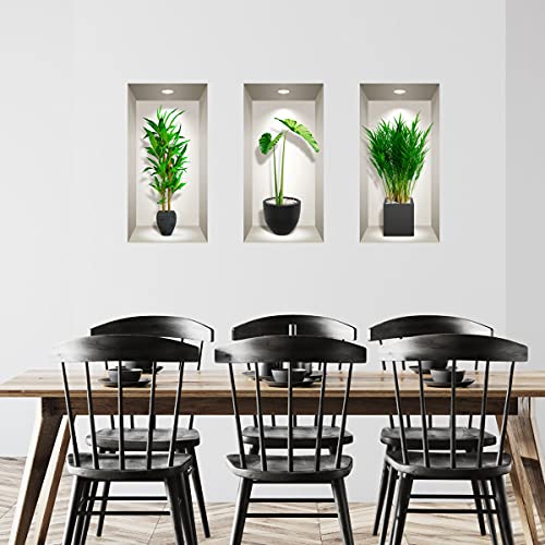 3D Selbstklebende Pflanzen für Wohnzimmer Dekoration | Trompe l'oeil Aufkleber für Erwachsene Schlafzimmer | Wandaufkleber 80x120cm von Ambiance Sticker