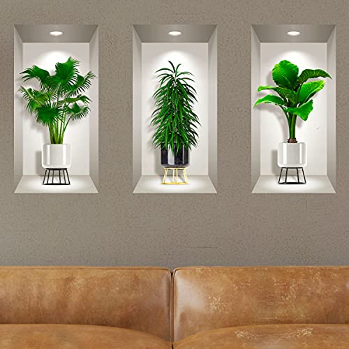 3D Selbstklebende Pretty Plants in Vases for Living Room | Trompe l'oeil Sticker for Adult Bedroom | 60 x 90 cm Wall Stickers von Ambiance Sticker