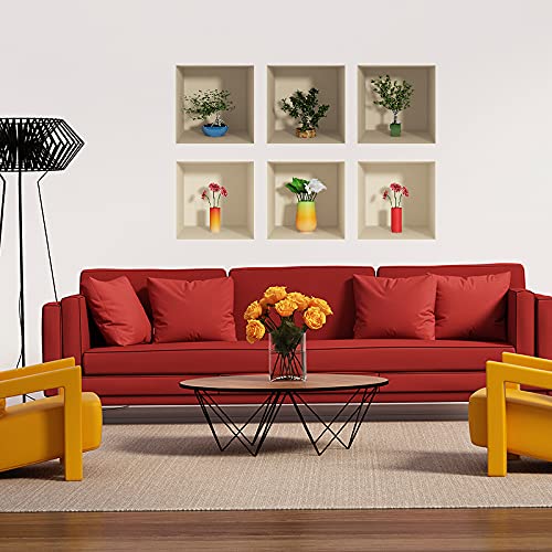 3D selbstklebende Blumen und Pflanzen für Wohnzimmer | Trompe l'oeil Aufkleber für Erwachsene Schlafzimmer | Wandaufkleber 60 x 90 cm von Ambiance Sticker