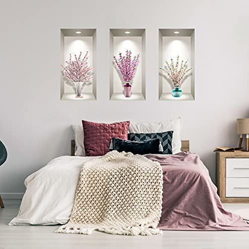 3D selbstklebende Kirschblütensträuße für Wohnzimmer | Trompe l'oeil Aufkleber für Erwachsene Schlafzimmer | Wandaufkleber 60 x 90 cm von Ambiance Sticker