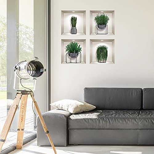 3D selbstklebende Sukkulenten Gras für Wohnzimmer | Trompe l'oeil Aufkleber Schlafzimmer für Erwachsene | Wandaufkleber 80x80cm von Ambiance Sticker