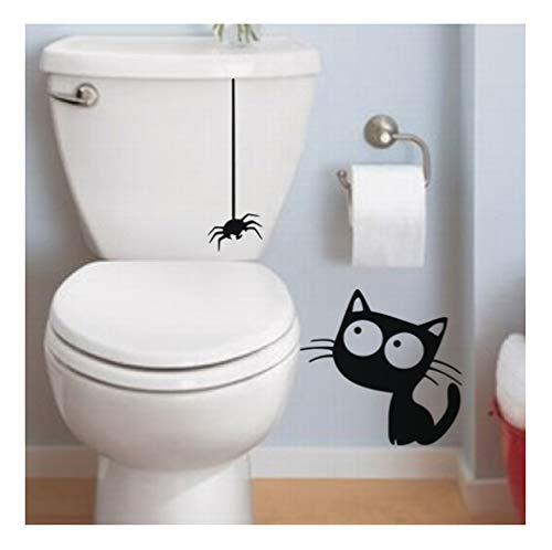 Ambiance Aufkleber Katze und Spinne – 30 x 15 cm – Schwarz von Ambiance Sticker