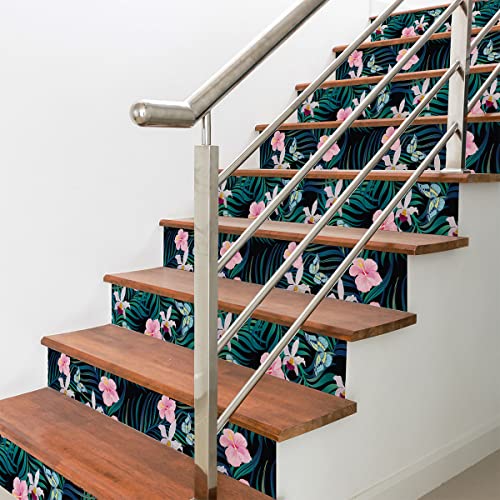 Ambiance Sticker Aufkleber für Treppe, Fliesen, Tropical Achocalla, selbstklebend, für Treppe, Zementfliesen – 2 Streifen à 37 x 129,5 cm von Ambiance Sticker