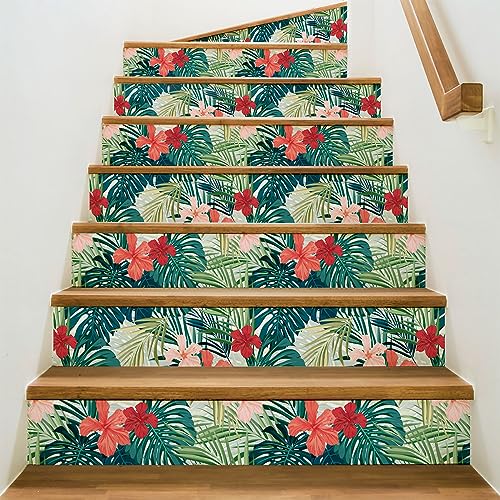 Ambiance Sticker Aufkleber für Treppe, Fliesen, Tropical Hawi, selbstklebend, für Treppe, Zementfliesen – 2 Streifen à 39 x 136,5 cm von Ambiance Sticker