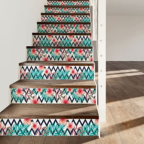 Ambiance Sticker Aufkleber für Treppe, Fliesen, Tropical Kahaia, selbstklebend, für Treppe, Zementfliesen – 2 Streifen à 41 x 143,5 cm von Ambiance Sticker