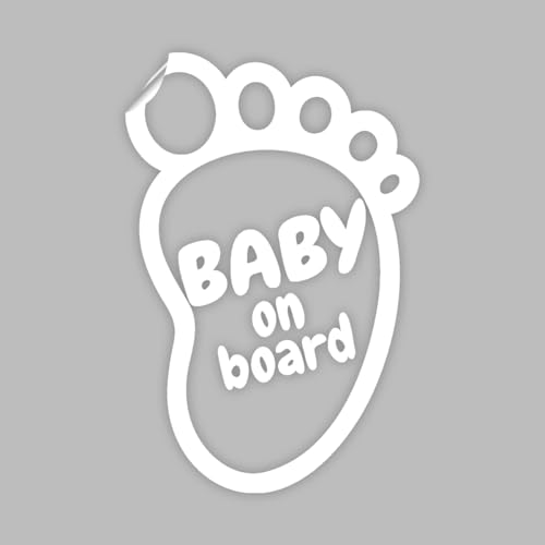 Ambiance Sticker Autoaufkleber für Fenster, Auto, Baby an Bord, Fußabdruck, Weiß – H 15 x L 10 cm von Ambiance Sticker