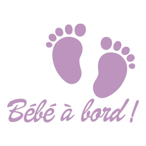 Ambiance Sticker Autoaufkleber für Fenster, Baby an Bord, selbstklebend, mit kleinen Babyfüßen, Flieder – H 20 x B 15 cm von Ambiance Sticker