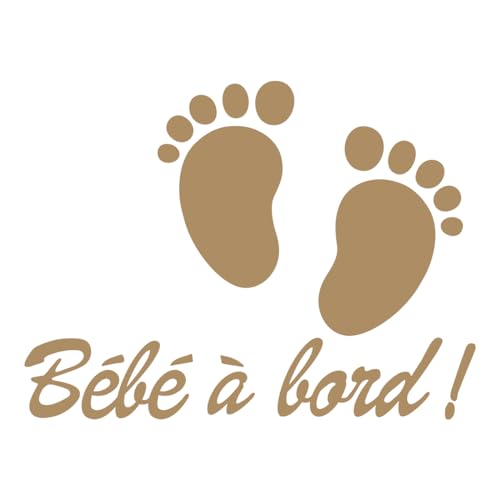 Ambiance Sticker Autoaufkleber für Fenster, Baby an Bord, selbstklebend, mit kleinen Babyfüßen, Hellbraun – H 20 x L 15 cm von Ambiance Sticker