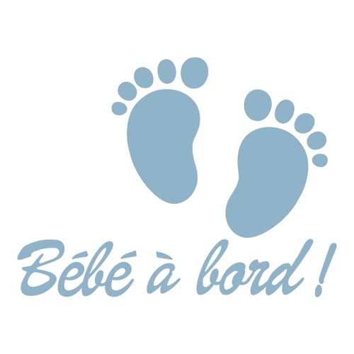 Ambiance Sticker Autoaufkleber für Fenster, Baby an Bord, selbstklebend, mit kleinen Babyfüßen, Puderblau – H 20 x B 15 cm von Ambiance Sticker