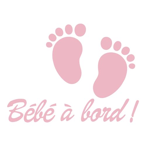 Ambiance Sticker Autoaufkleber für Fenster, Baby an Bord, selbstklebend, mit kleinen Babyfüßen, Puderrosa – H 20 x B 15 cm von Ambiance Sticker