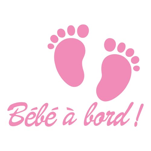 Ambiance Sticker Autoaufkleber für Fenster, Baby an Bord, selbstklebend, mit kleinen Babyfüßen, Rosa – H 20 x B 15 cm von Ambiance Sticker