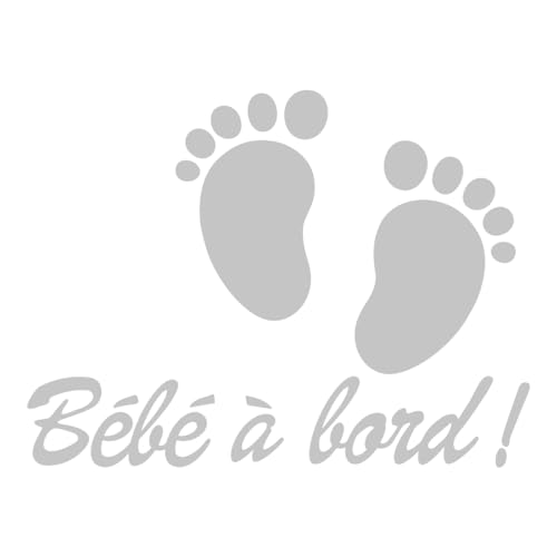 Ambiance Sticker Autoaufkleber für Fenster, Baby an Bord, selbstklebend, mit kleinen Babyfüßen, hellgrau – H 20 x L 15 cm von Ambiance Sticker