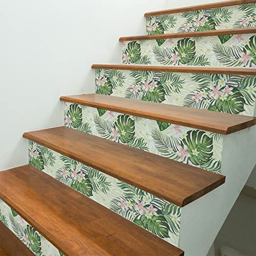 Ambiance Sticker Bermejo Aufkleber, Treppe, Fliesen, Tropical Treppe, selbstklebend, für Treppe, Zementfliesen – 2 Streifen à 27 x 94,5 cm von Ambiance Sticker