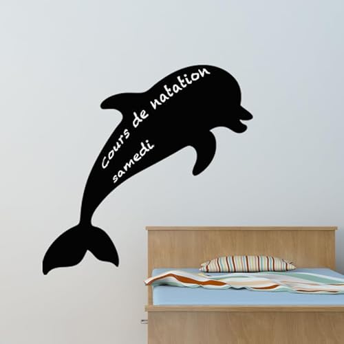 Ambiance Sticker Kreidetafel – Wandaufkleber, selbstklebend, abwischbar, Delfin-Silhouette, 100 x 100 cm von Ambiance Sticker