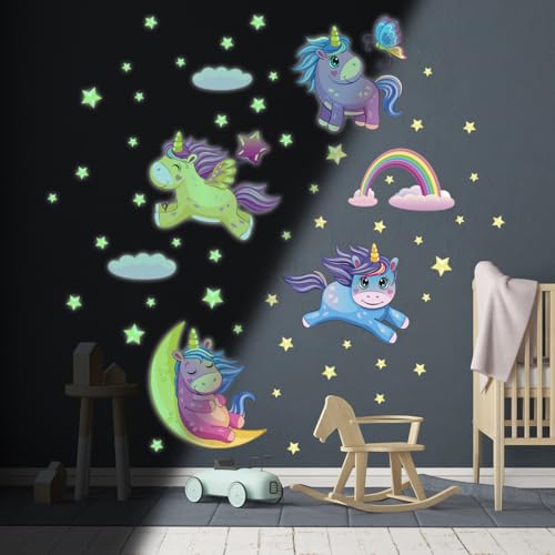 Ambiance Sticker Leuchtender Wandaufkleber für Decke, Kinder, fluoreszierend, Einhorn in den Sternen – H95 x L60 cm Ambiance Sticker Leuchtender Wandaufkleber für Decke, Kinder, fluoreszierend, Einhorn in den Sternen – H95 x L60 cm von Ambiance Sticker