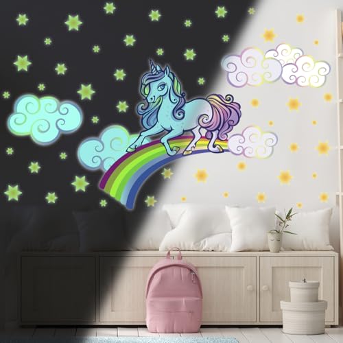 Ambiance Sticker Leuchtender Wandaufkleber für Kinder, fluoreszierend, Einhorn auf Regenbogen – H100 x L135 cm Ambiance Sticker Leuchtender Wandaufkleber für Kinder, fluoreszierend, Einhorn auf Regenbogen – H100 x L135 cm von Ambiance Sticker
