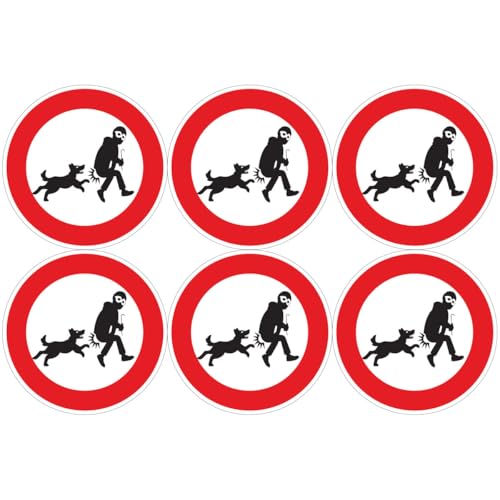 Ambiance Sticker Selbstklebendes Hinweisschild für Hunde, laminiert, laminiert, wasserfest und UV-beständig – Achtung vor dem Hund je Monte la Garde rund – 6 Aufkleber à 10 cm ⌀ von Ambiance Sticker