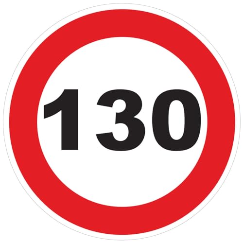 Aufkleber, Geschwindigkeitsbegrenzung, Reisebusse, roter Kreis, Traktor, LKW, Geschwindigkeitsbegrenzung, 130 km/h, selbstklebend, 10 cm Durchmesser von Ambiance Sticker