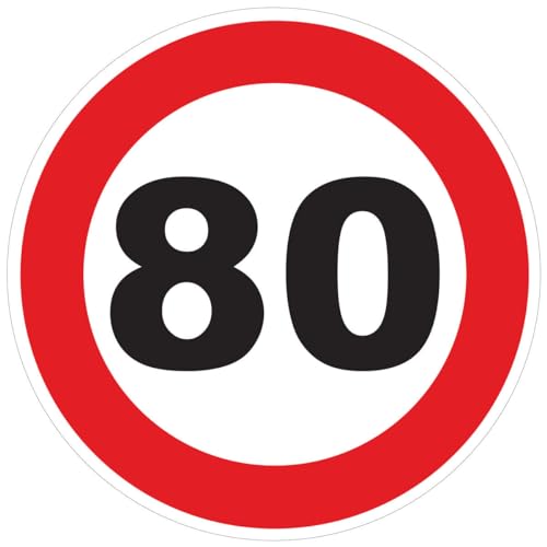 Aufkleber, Geschwindigkeitsbegrenzung, Reisebusse, roter Kreis, Traktor, LKW, Geschwindigkeitsbegrenzung, 80 km/h, selbstklebend, 15 cm Durchmesser von Ambiance Sticker