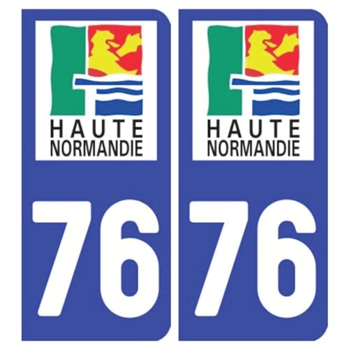 Aufkleber für Nummernschild, Plakette, französisches Departement 76 (2 Aufkleber à 10,2 cm x 4,6 cm) von Ambiance Sticker