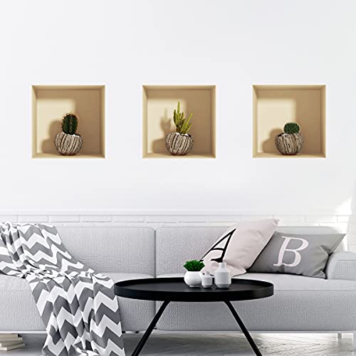 Exotische Kakteen selbstklebend 3D Wohnzimmer | Trompe l'oeil Aufkleber für Erwachsene Schlafzimmer | Wandaufkleber 40x120cm von Ambiance Sticker