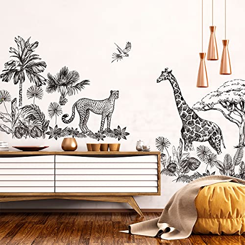 Kinder Wandaufkleber - Babyzimmerdekoration - Kinder Wandaufkleber - Savannah Animals Wandaufkleber - Giant Animals Wandaufkleber - H135 x B120 cm von Ambiance Sticker