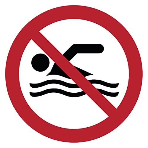 Runder Laminierter Schilderklebstoff, Wasserfester ISO 7010 - Kleber – UV-beständiger Laminierter Klebstoff – Schwimmen Verboten - Durchmesser 40 cm von Ambiance Sticker