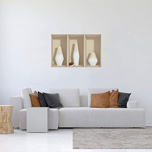 Vases En Bois Blanc Selbstklebende Kleine Palmen - Wandaufkleber Für Erwachsene Schlafzimmer - 3D Wandaufkleber - Wanddekoration Für Wohnzimmer | 60x90cm von Ambiance Sticker