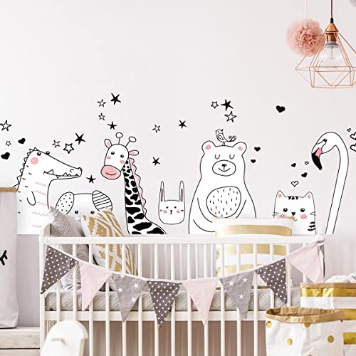 Wandsticker Kinder - Dekoration Babyzimmer - Wandsticker Kinder - Wandsticker skandinavisch - Wandsticker Tiere Nachtsicht - H120 x L180 cm von Ambiance Sticker