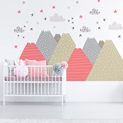 Wandsticker Kinder Dekoration Babyzimmer Wandtattoo Kinder Wandaufkleber Skandinavisch Wandaufkleber Riesen Berge Skandinavien Kika H60 x B90 cm von Ambiance Sticker