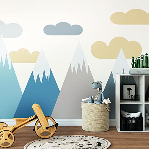 Wandsticker für Kinder, Dekoration für Babyzimmer, selbstklebend, riesig, für Kinder, skandinavische Berge, 60 x 90 cm von Ambiance Sticker