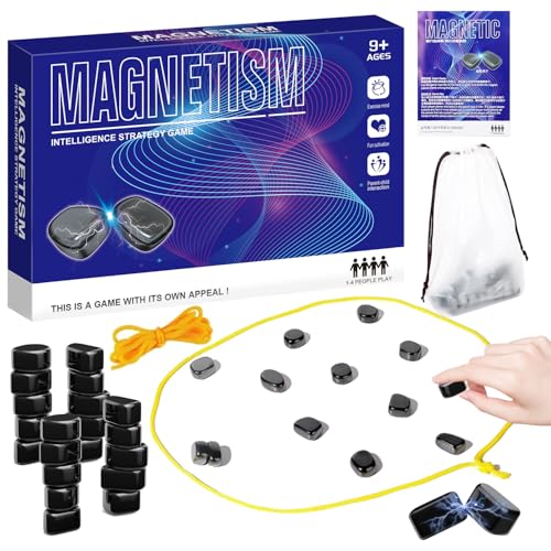 Magnetisches Schachspiel Set, Tisch-Magnetspiel, Kampfschach mit Magneteffekt, pädagogisches Schachspiel Damespiel, tragbares Schachbrett Partyzubehör für Familientreffen und Reisen von Ambolio