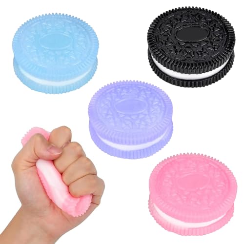 Taba Squishy, 4 Stück Keks Stressabbauspielzeug, Ultraweiches Dekompressions Entlüftungsspielzeug, Keks Stressabbau Spielzeug, Cookie Stress Relief Toy für Angst, OCD Angst abbauen und Beruhigung von Ambolio