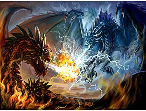 Amdieu Puzzle 500 Teile Unmögliches Puzzle Buntes Anordnungsspiel Zwei Drachen kämpfen Entspannendes Puzzle-Rätsel von Amdieu