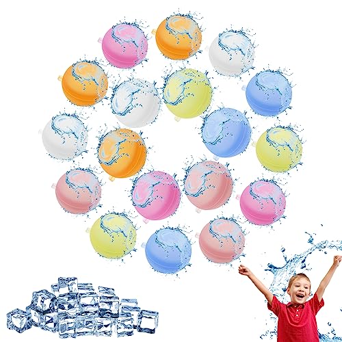 18 Stück Wiederverwendbare Wasserbomben,Schnellfüller Wasserbomben,Schnell befüllbare Silikon Spritzbälle,Wasserspielzeug Pool Spielzeug Strandspielzeug für Kinder Sommer Draussen Wasserspritzball von Amebleak