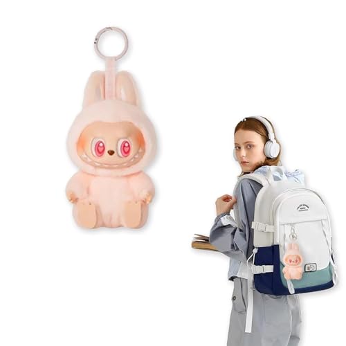 Amebleak Labubu Plüsch Keychain, Labubu Plüsch Schlüsselanhänger, Labubu Kuscheltier, Labubu Monster Anhänger, Labubu Plush Doll, Geeignet für Schulranzen Dekoration Anhänger (Rosa) von Amebleak