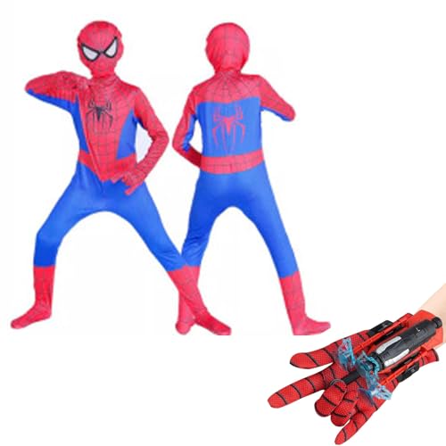 Amebleak Spider Kostüm Kinder, Spider Costume Kids con Spider Launcher, Spider Anzug Kinder, Spider Costume Kinder, Spidey Kostüm Kinder, Geeignet Karneval, Cosplay Party (110) von Amebleak