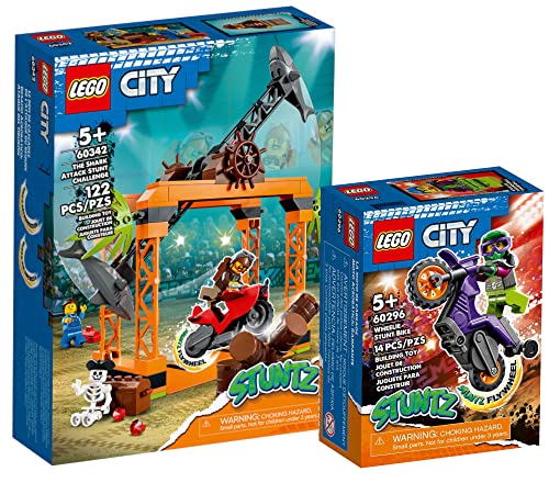 Ameet Verlag Lego City Set: Stuntz Haiangriff-Stuntchallenge 60342 + Wheelie-Stuntbike 60296, 60342, 60296 von AMEET Verlag