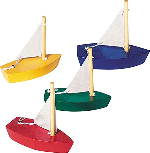 Ameisenkeks® 4 x kleine Segelboote aus Holz 4er Set - für Deko, Spiel & Spaß von Ameisenkeks