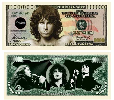 American Art Classics Jim Morrison - The Doors Million Dollar Bill in Geldscheinhalter - Bestes Geschenk für Fans der Türen von American Art Classics