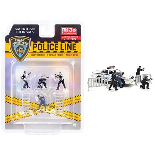 American Diorama Police Line 76493 Druckguss-Set (4 Figuren und 2 Zubehör) Ltd Ed bis 4800 Teile weltweit für Modelle im Maßstab 1:64 von American Diorama