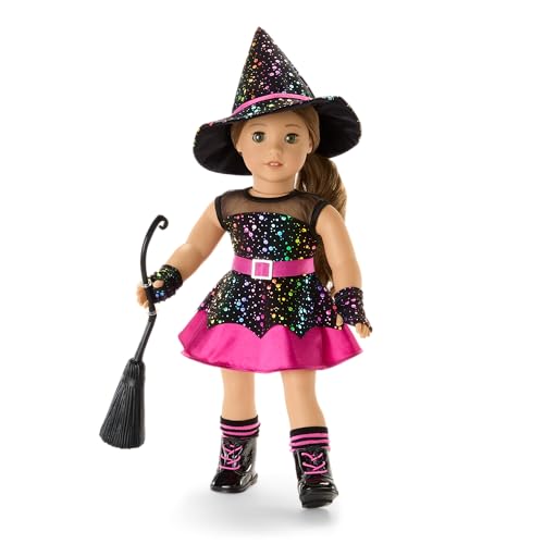 American Girl Chants & Charms Witch Halloween Costume 18 inch Doll Clothes with Rainbow-Foil Hat, 6 pcs, Ages 6+ von American Girl