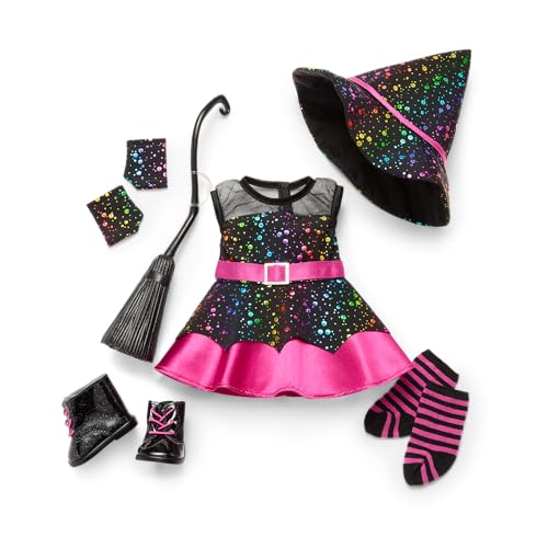 American Girl Chants & Charms Witch Halloween Costume 18 inch Doll Clothes with Rainbow-Foil Hat, 6 pcs, Ages 6+ von American Girl