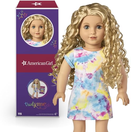 American Girl Truly Me 45,7 cm Puppe #115 mit grauen Augen, lockiges Blondes Haar, helle Haut, Batik-T-Shirt-Kleid, für Kinder ab 6 Jahren American Girl Truly Me 45,7 cm Puppe #115 mit grauen Augen, lockiges Blondes Haar, helle Haut, Batik-T-Shirt-Kleid, für Kinder ab 6 Jahren von American Girl