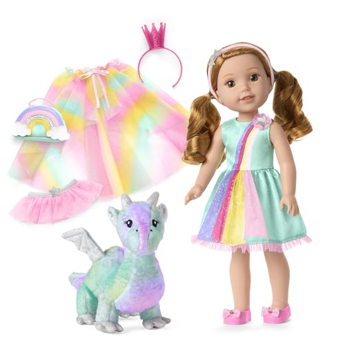 American Girl WellieWishers 36,8 cm Willa Puppen-Spielset mit Crisella The Dragon, Puppenkleid und Zubehör und Geschichtenbuch, ab 4 Jahren von American Girl